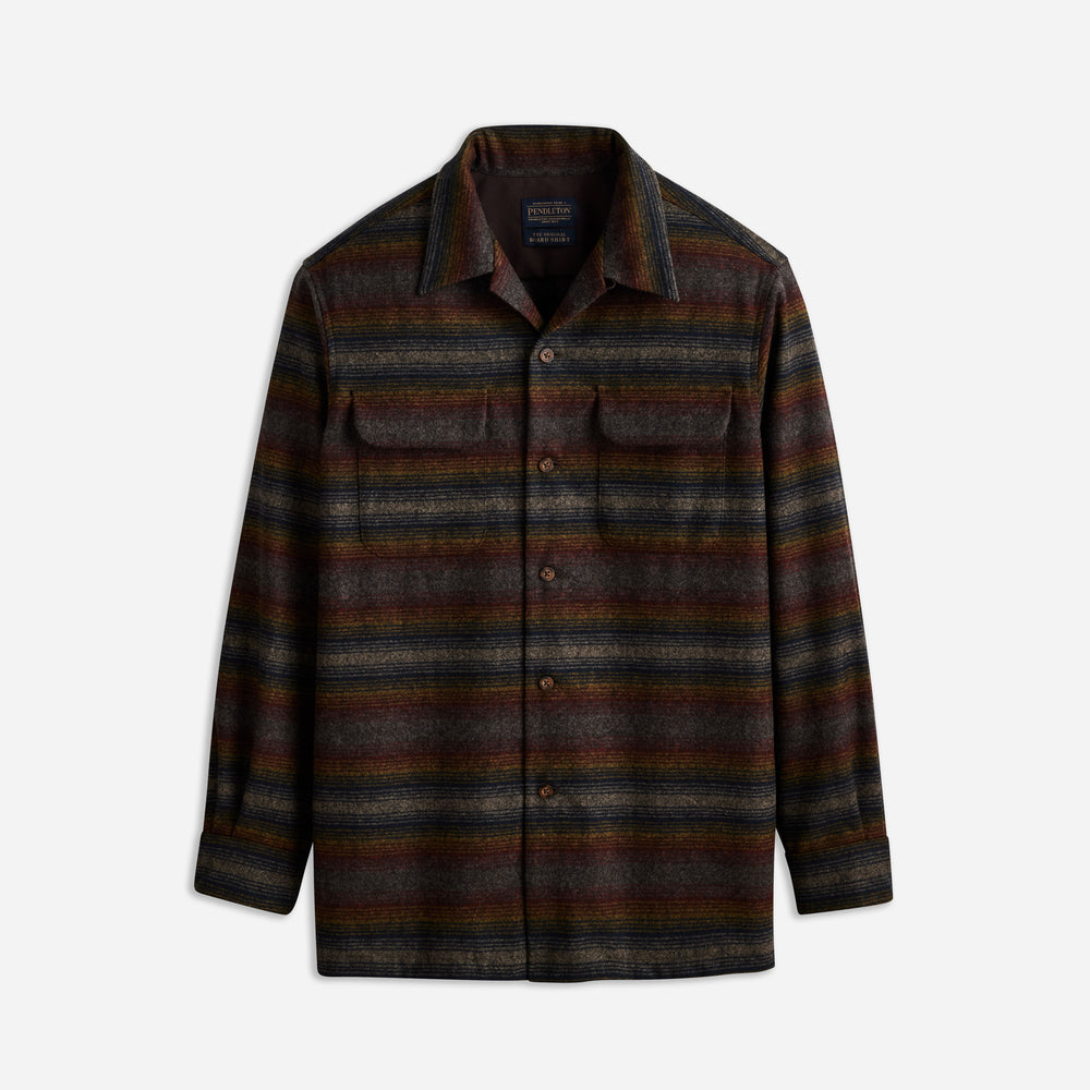 Gestreiftes Boardshirt – Braun/Mehrfarbig Ombre Stripe