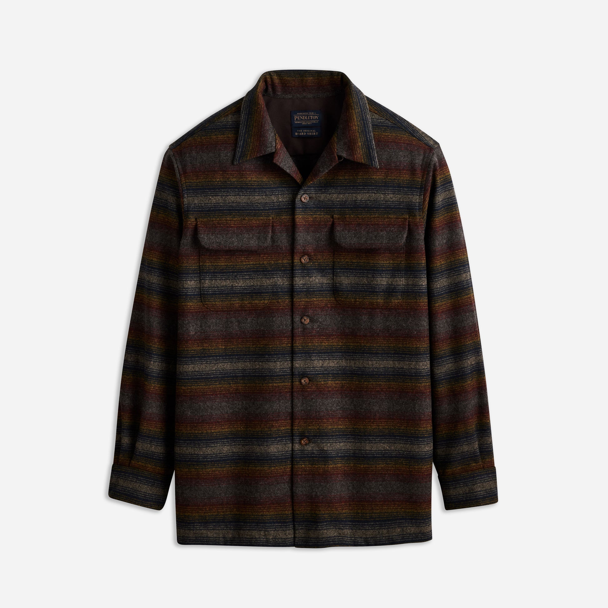 Gestreiftes Boardshirt – Braun/Mehrfarbig Ombre Stripe