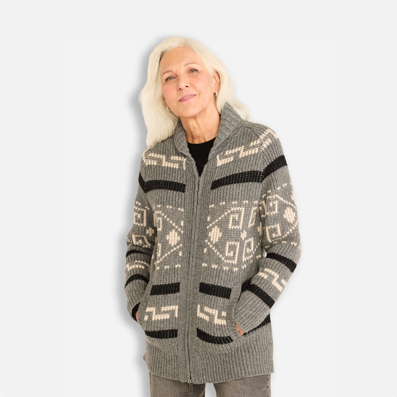 Westerley Cardigan für Damen - Grau/Schwarz