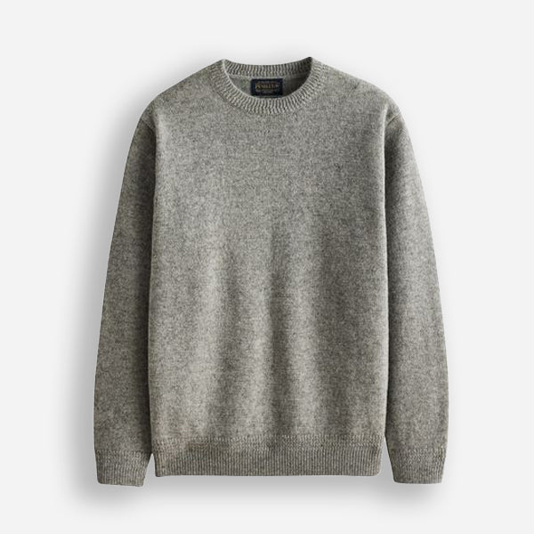 Shetland Wool Crew Sweater - Light Grey Heather