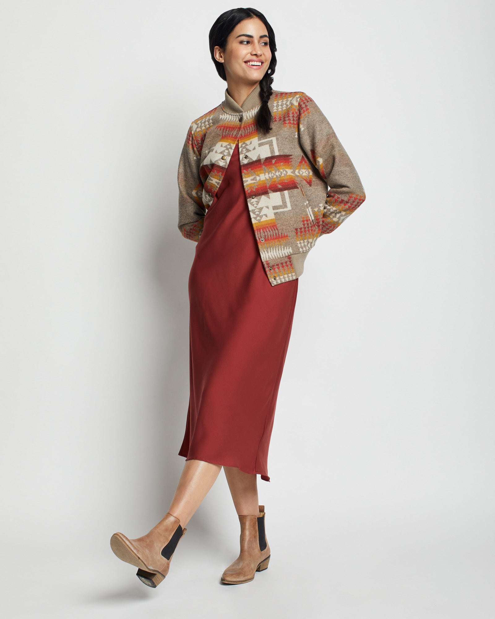 Jacquard Bomber - Taupe Chief Joseph