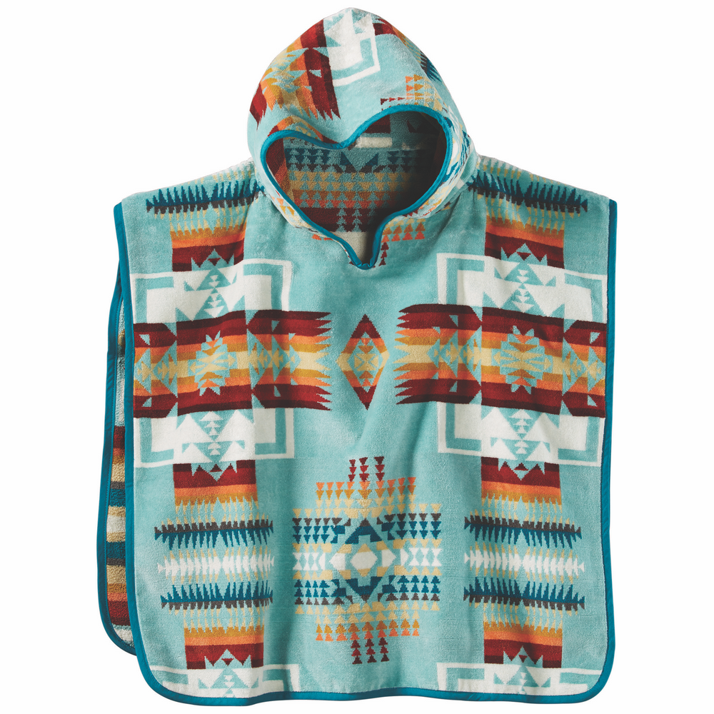 Jacquard-Kapuzenhandtuch für Kinder – Chief Joseph Aqua