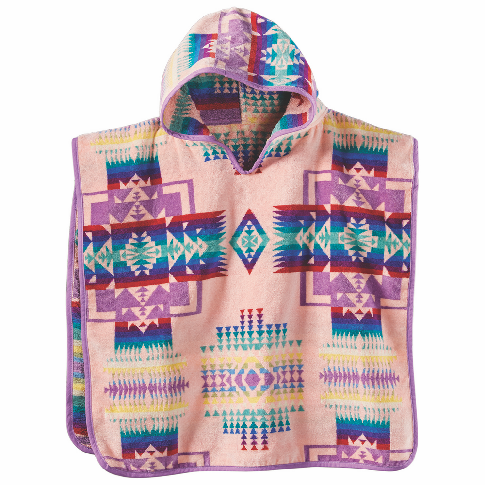 Jacquard-Kapuzenhandtuch für Kinder – Chief Joseph Pink