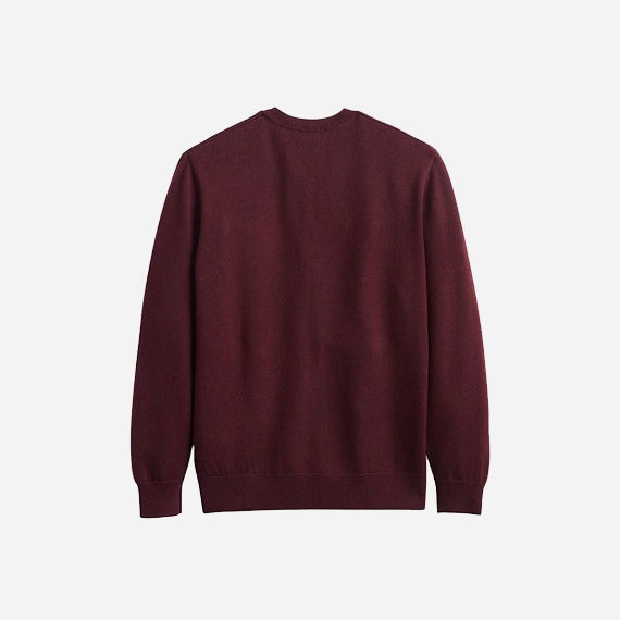 Men's Merino V Neck Sweater - Wine