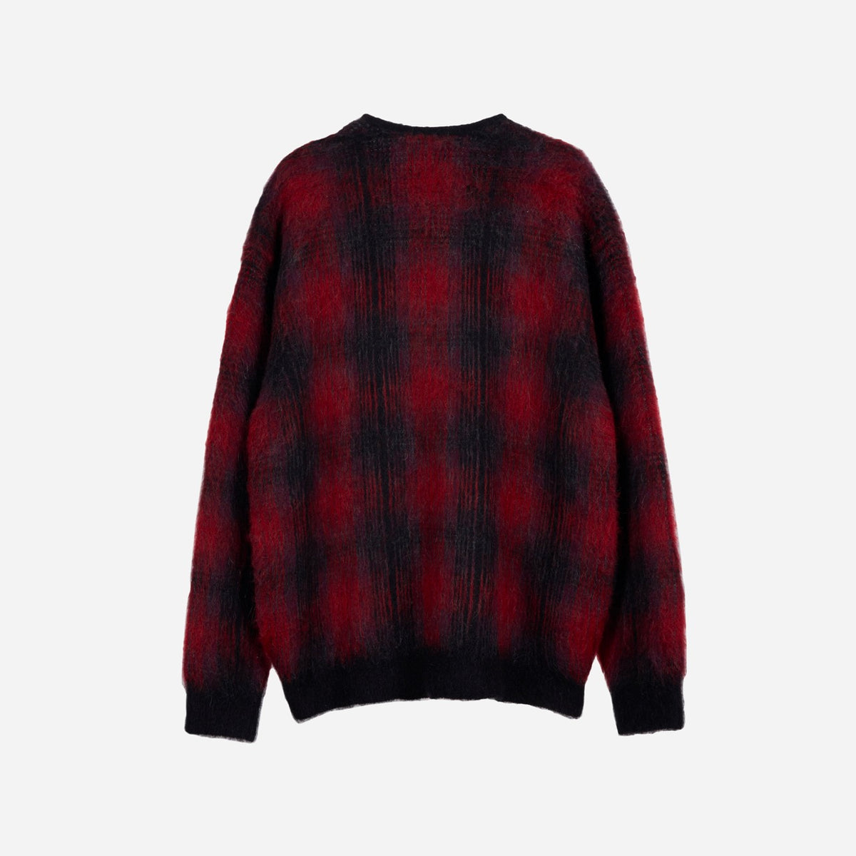 Made for Japan Mohair Plaid Cardigan - Red/Charcoal