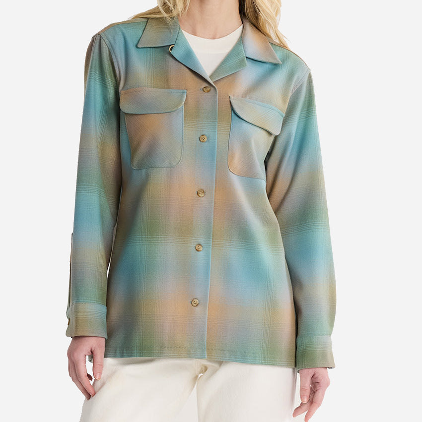 Women's Boyfriend Board Shirt - Green/Tan Ombre