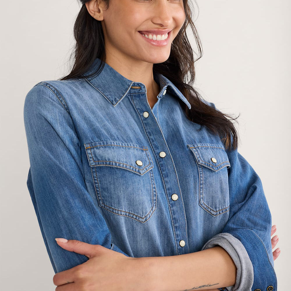 Women's Chambray Gambler Shirt - Medium Blue
