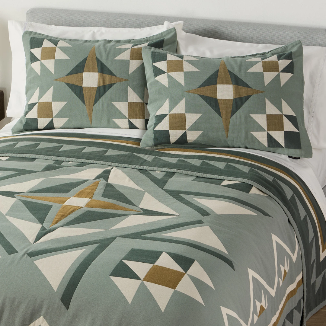 Organic Cotton Matelasse Sham - Quilted Star Shale