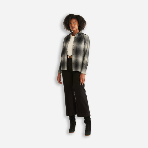 WOMENS BOYFRIEND BOARD SHIRT - BLACK/WHITE OMBRE