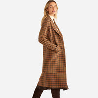 Manteau en laine Brooklyn pour femme - Tan Mix Multi Check