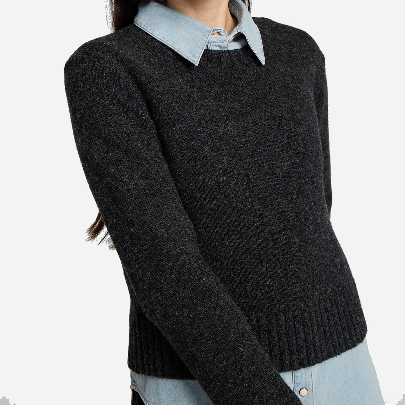 Women's Shetland Crew Knit - Black Heather