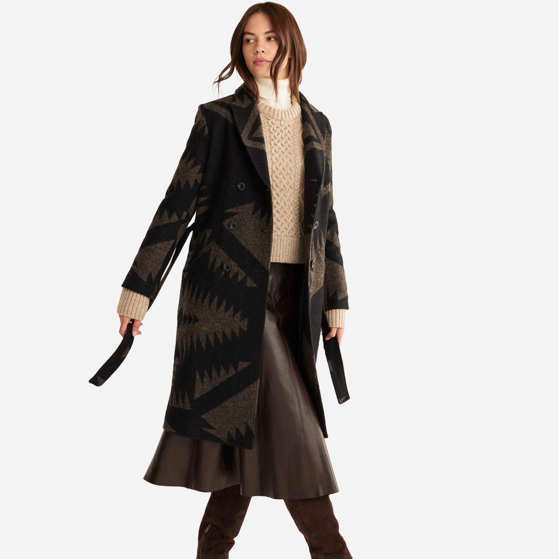 Womens Trench Coat - Black Mirror Lake