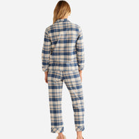 Damen-Pyjama-Set – Blau/Elfenbein kariert 