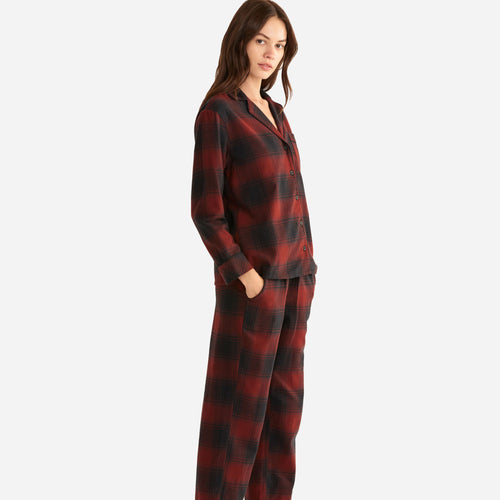 Damen-Pyjama-Set – Rot/Schwarz Ombre 