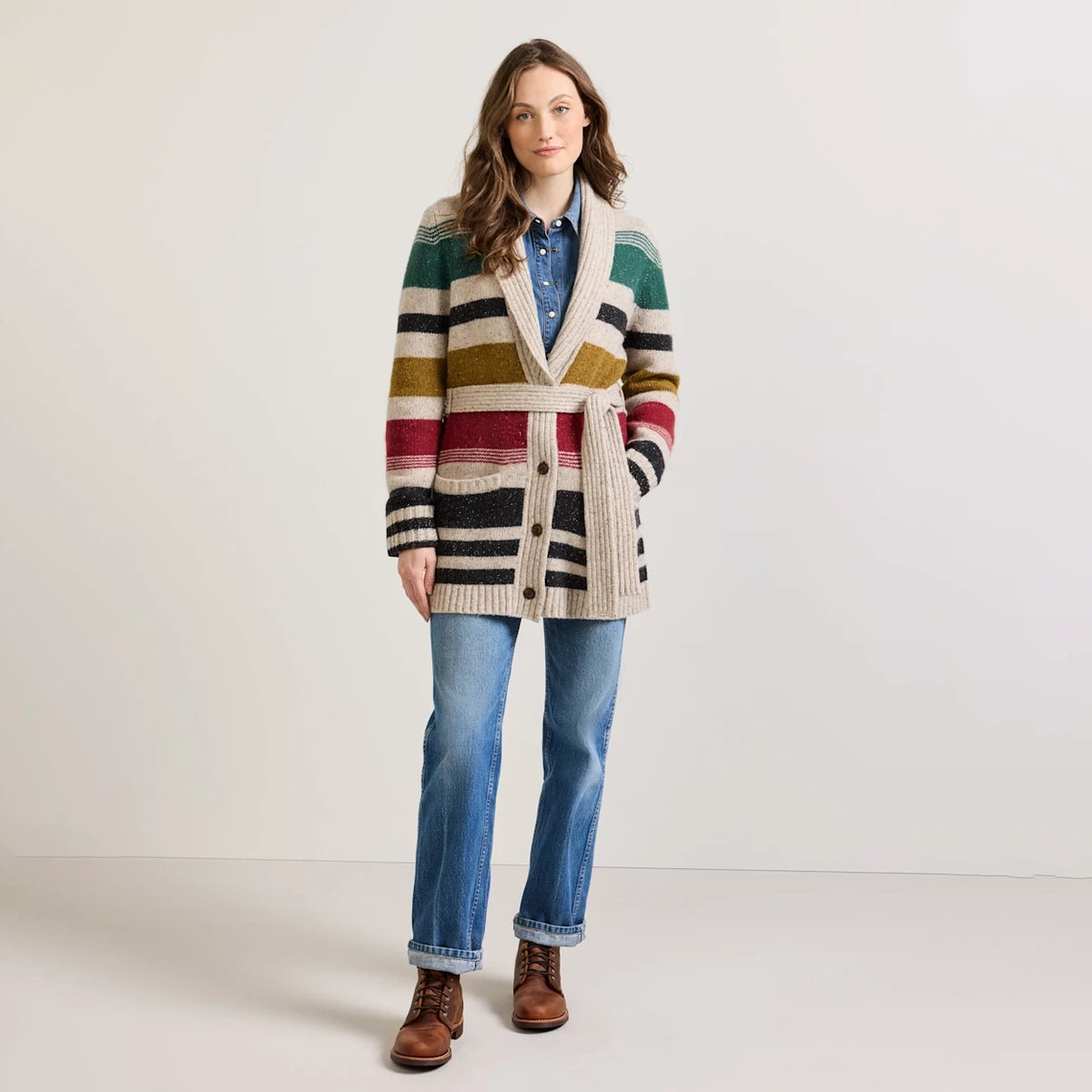 Women's Camp Stripe Cardigan - Ivory Multi Stripe