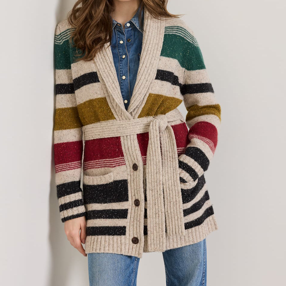 Women's Camp Stripe Cardigan - Ivory Multi Stripe
