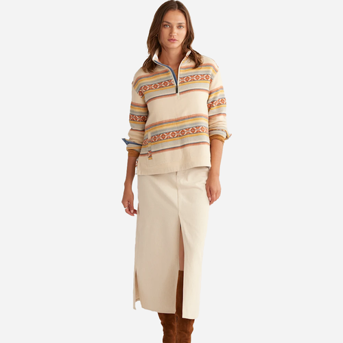 Yaquina-Pullover mit halbem Reißverschluss für Damen – Elfenbeinfarben