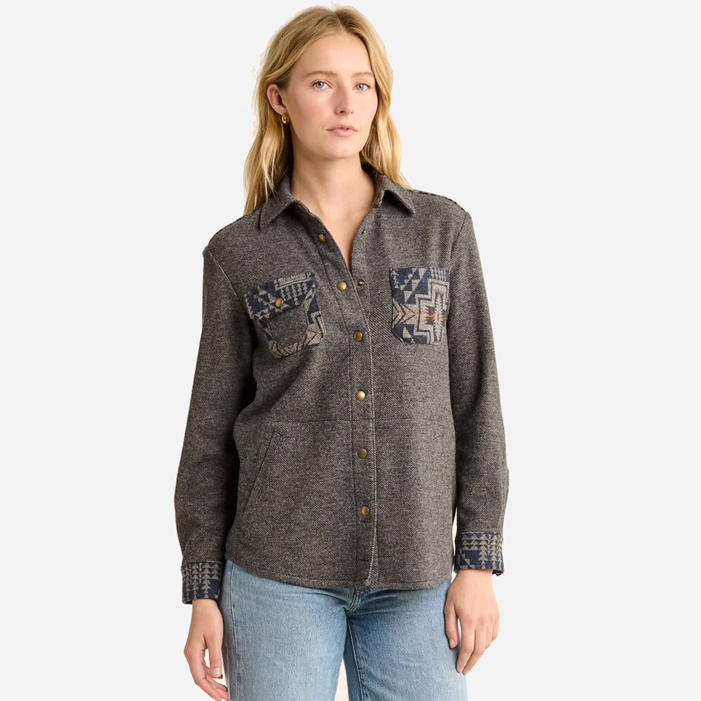 Womens Harding Utility Shirt - Grey / Maroon Twill