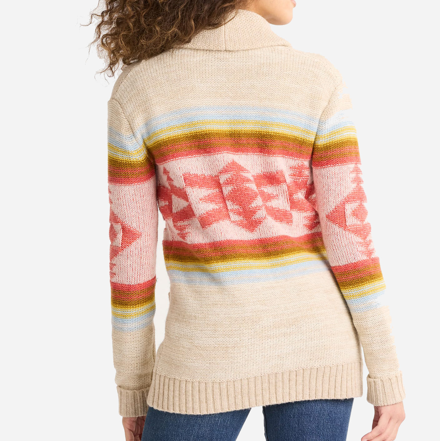 Womens Heritage Cardigan - Tan/Orange Multi