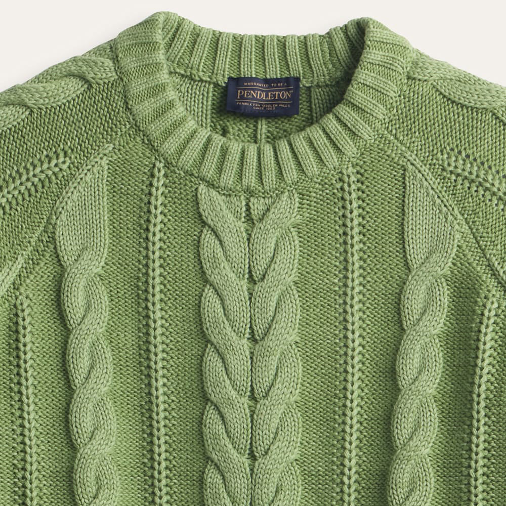 Womens Cotton Cable Sweater - Spruce