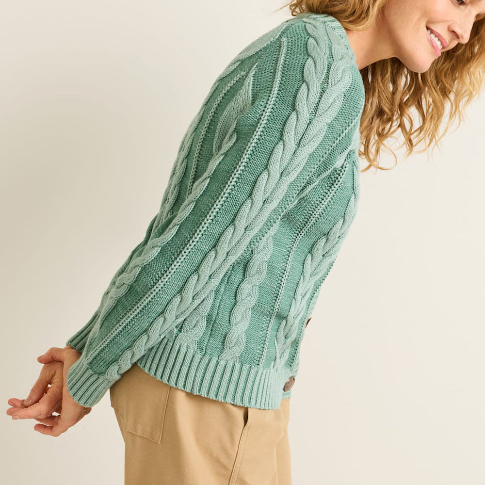 Womens Cotton Cable Cardigan -Teal Blue