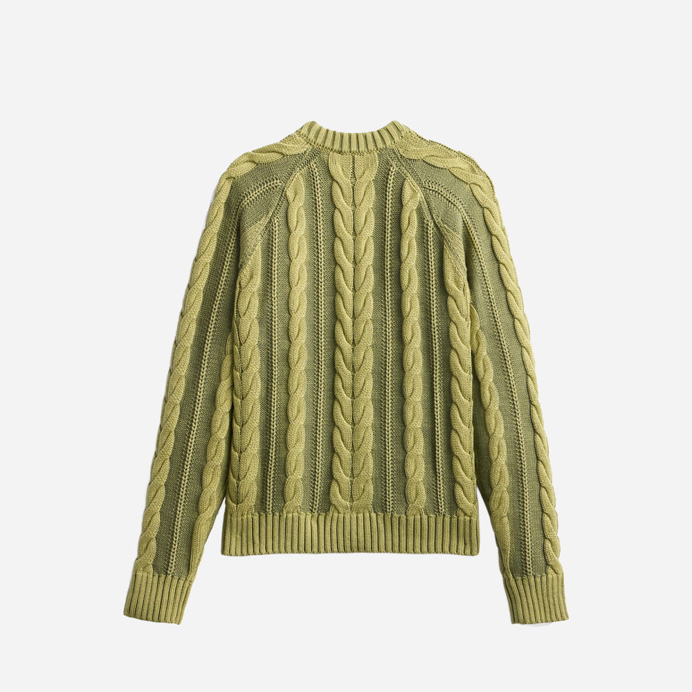 Women's Cotton Cable Cardigan - Light Olive