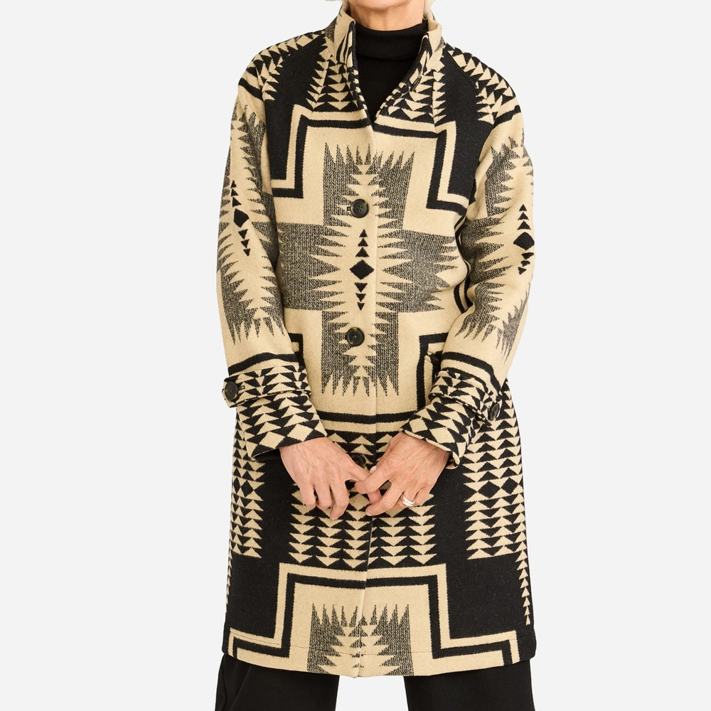 Womens Wool Timberline Coat - Black/Tan Harding