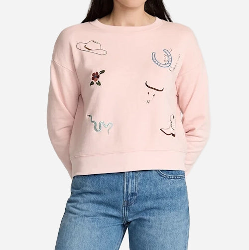 Womens Graphic French Terry Sweatshirt - Soft Rose