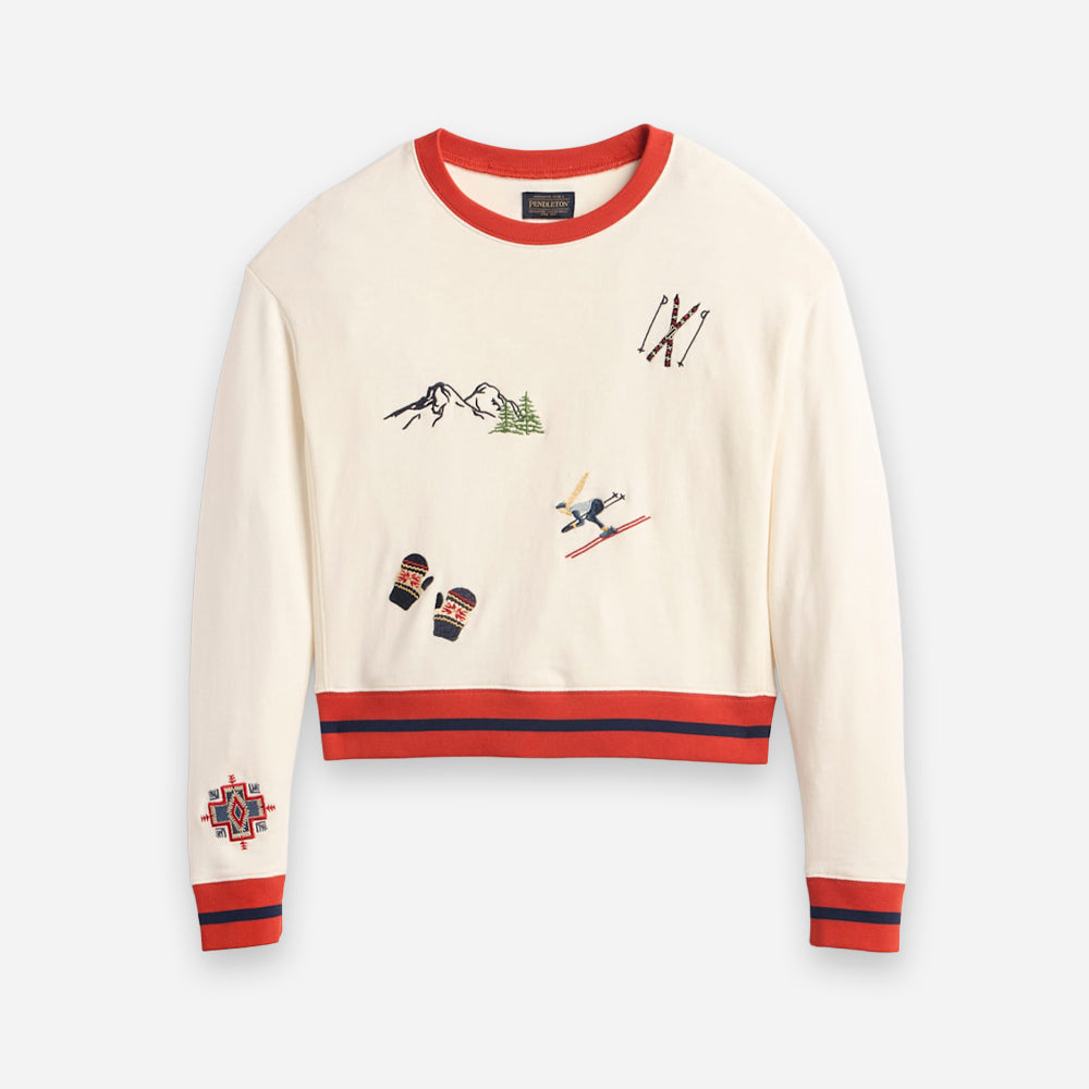 Womens Graphic French Terry Pullover - Ivory