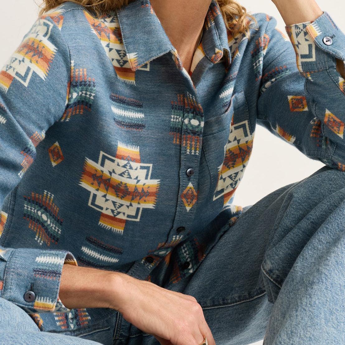 Womens Doublesoft Perfect Pocket Shirt - Blue Chief Joseph