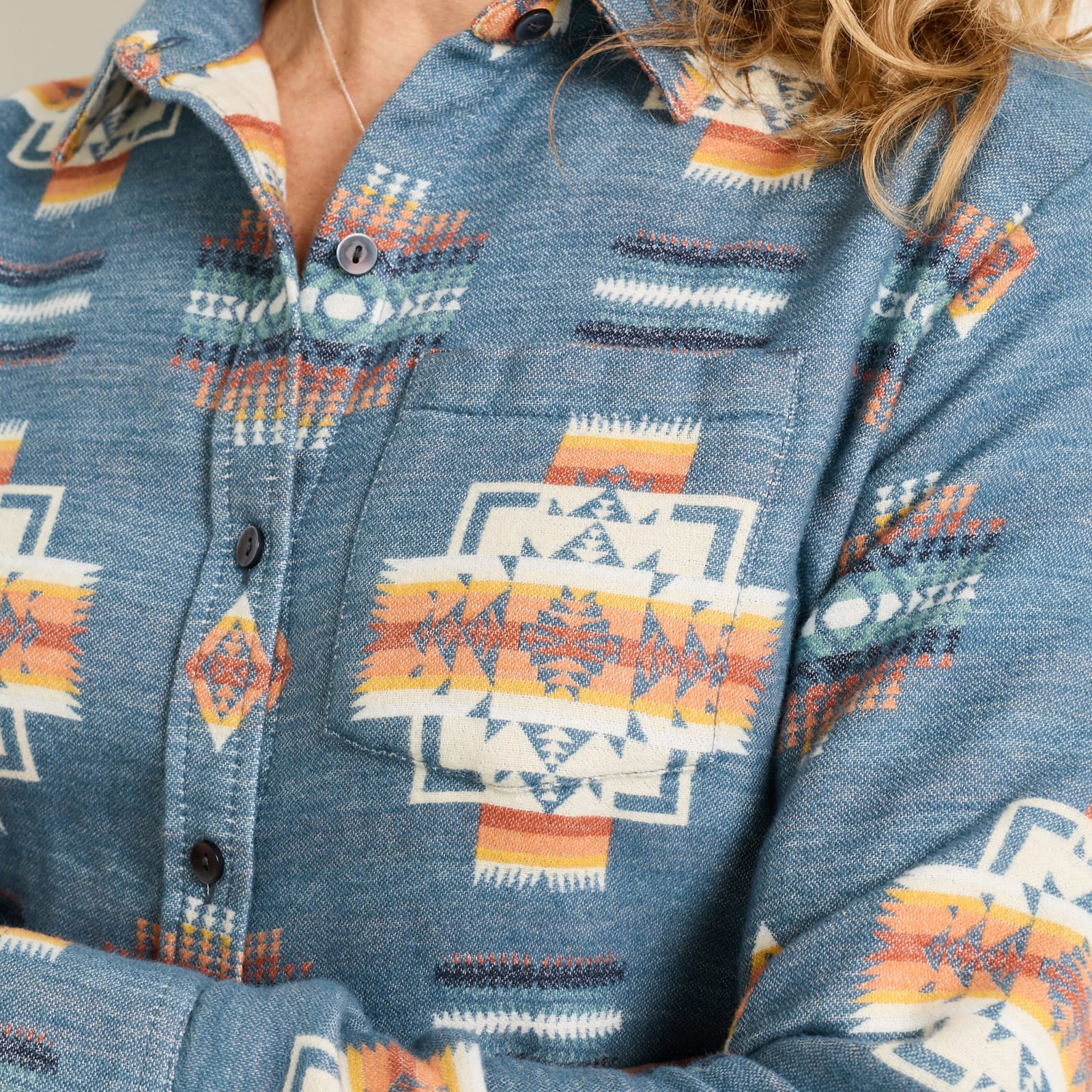 Womens Doublesoft Perfect Pocket Shirt - Blue Chief Joseph