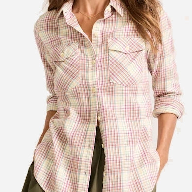 Womens Riley Shirt - Ivory Multi Plaid