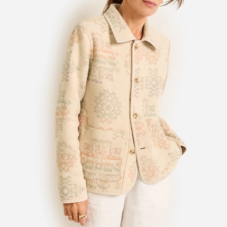 Womens Reversible Doublesoft Chore Jacket - Ecru/Shale Laurel Grove