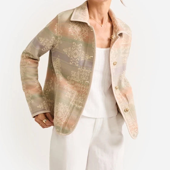Womens Reversible Doublesoft Chore Jacket - Ecru/Shale Laurel Grove