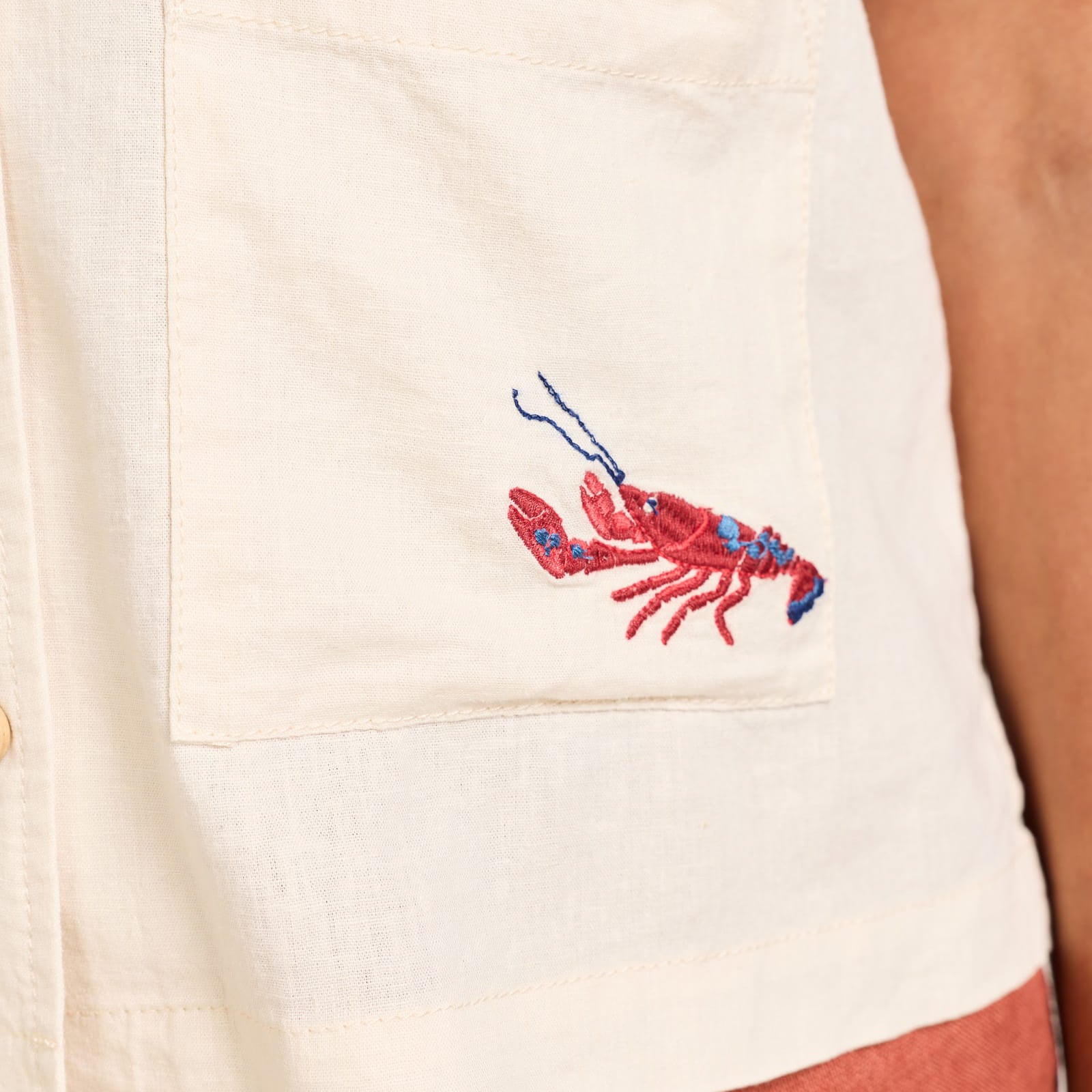Womens Embroidered Camp Shirt - Natural