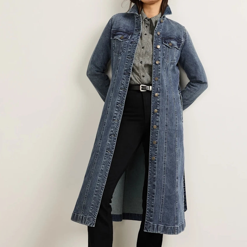 Women's Denim Midi Dress - Dark Wash