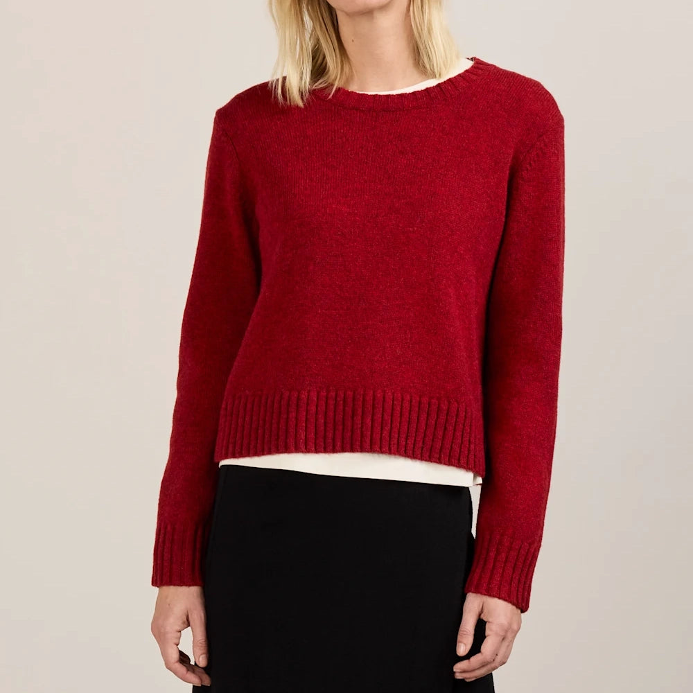 Women's Shetland Collection Relaxed Crew Sweater - Red Heather