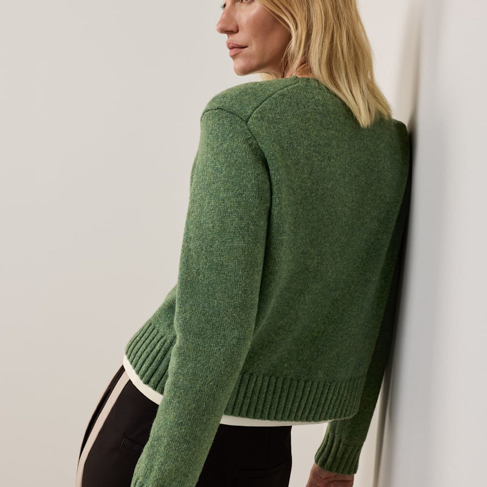 Women's Shetland Collection Relaxed Crew Sweater - Green Heather