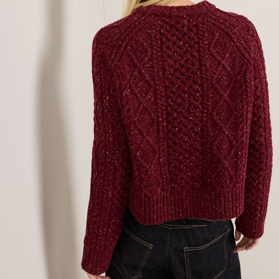 Women's Fisherman Pullover - Wine Donegal