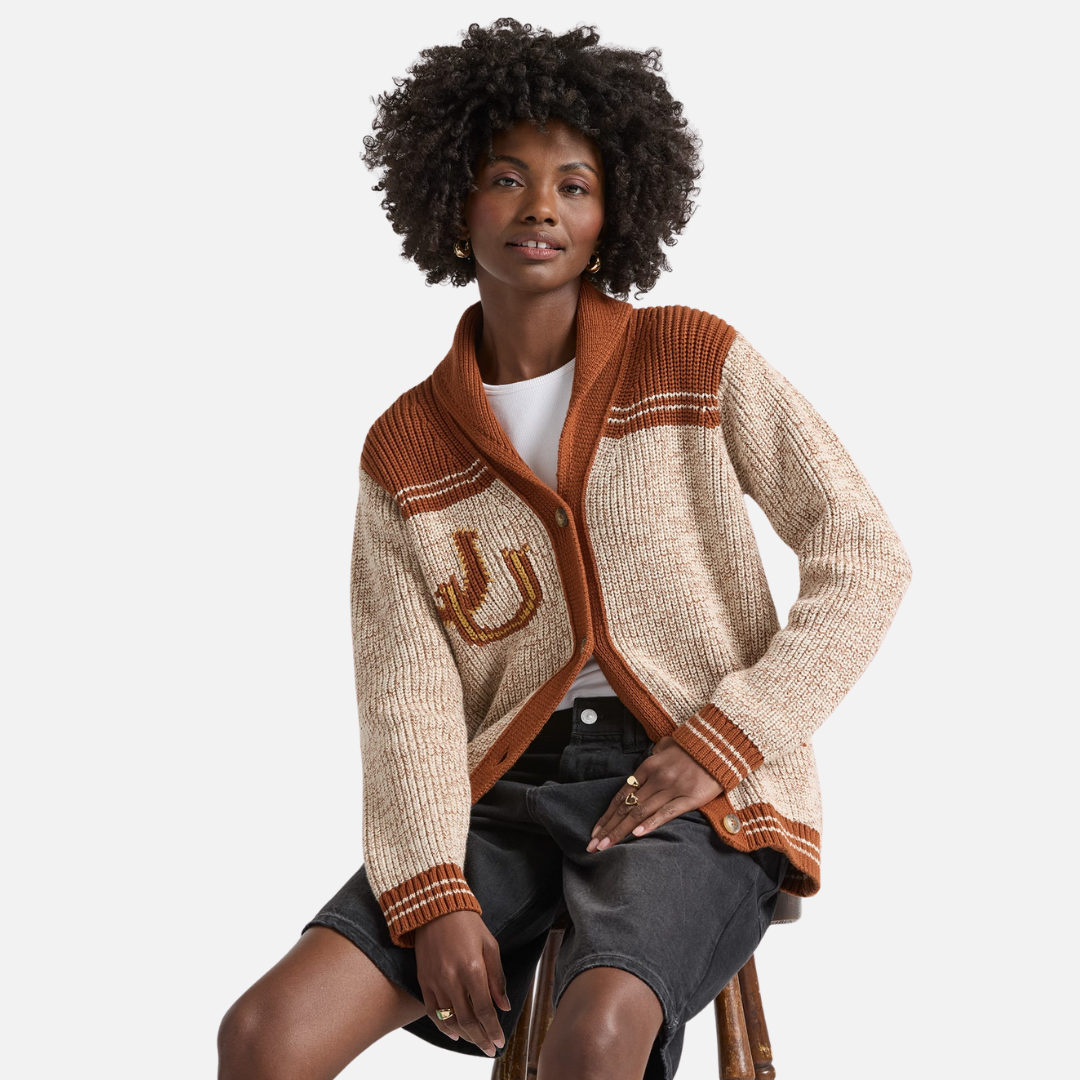 Womens Heritage Cardigan - Grey Heather/Copper