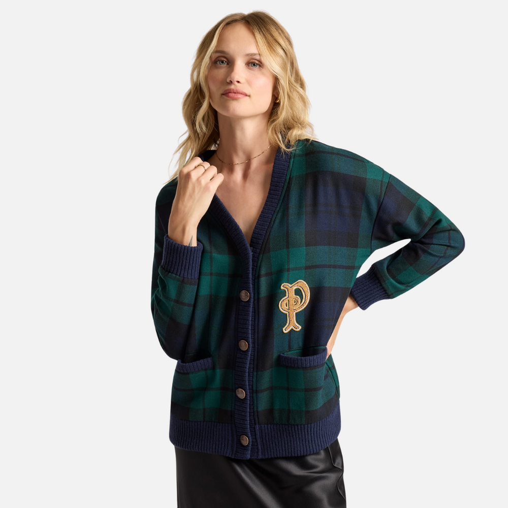 Womens Eagle River Cardigan - Black Watch Tartan