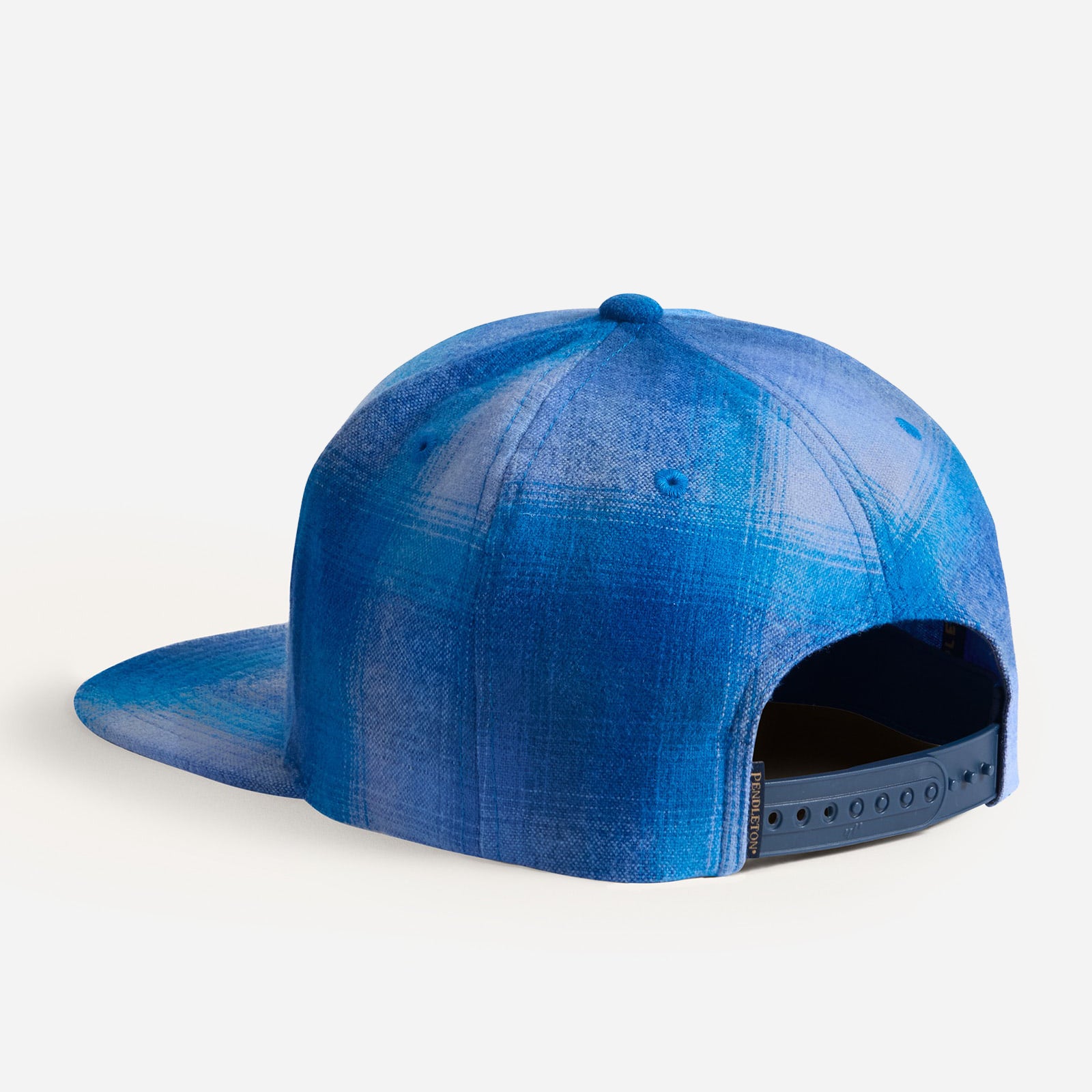 Plaid Flat Brim Cap - Blue Ombre