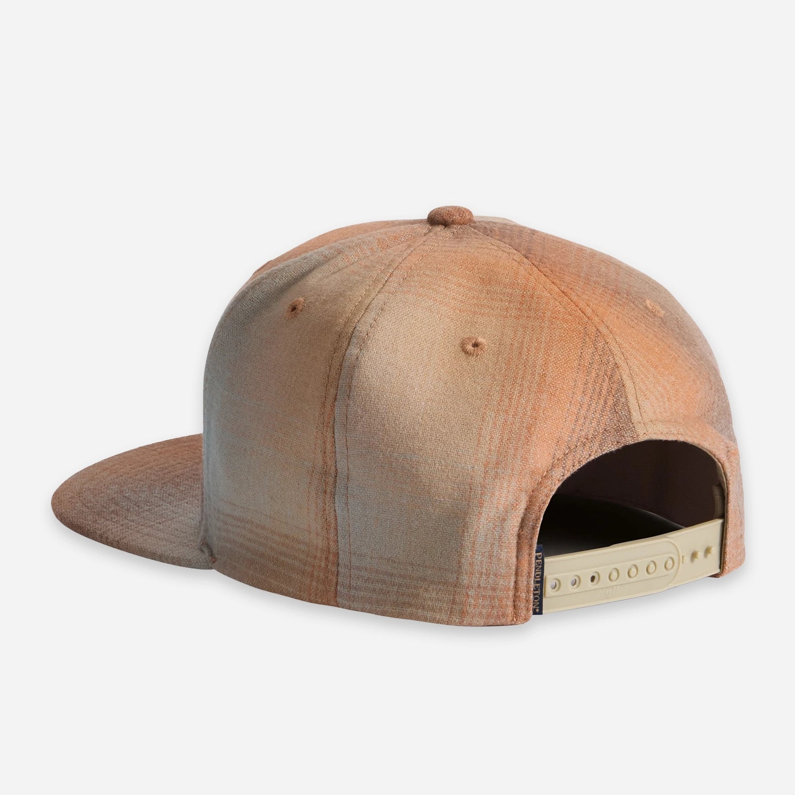 Plaid Flat Brim Cap - Tan/Orange Ombre