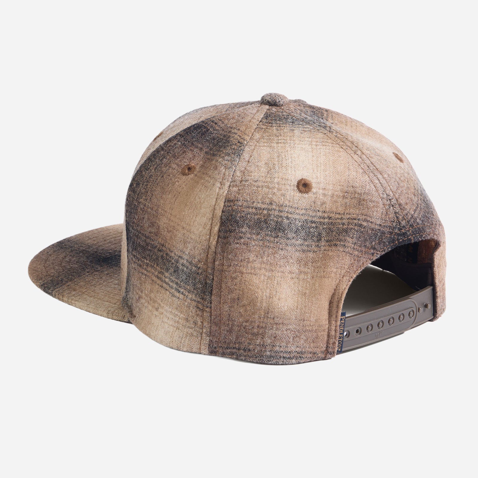 Plaid Flat Brim Hat - Tan/Taupe Ombre