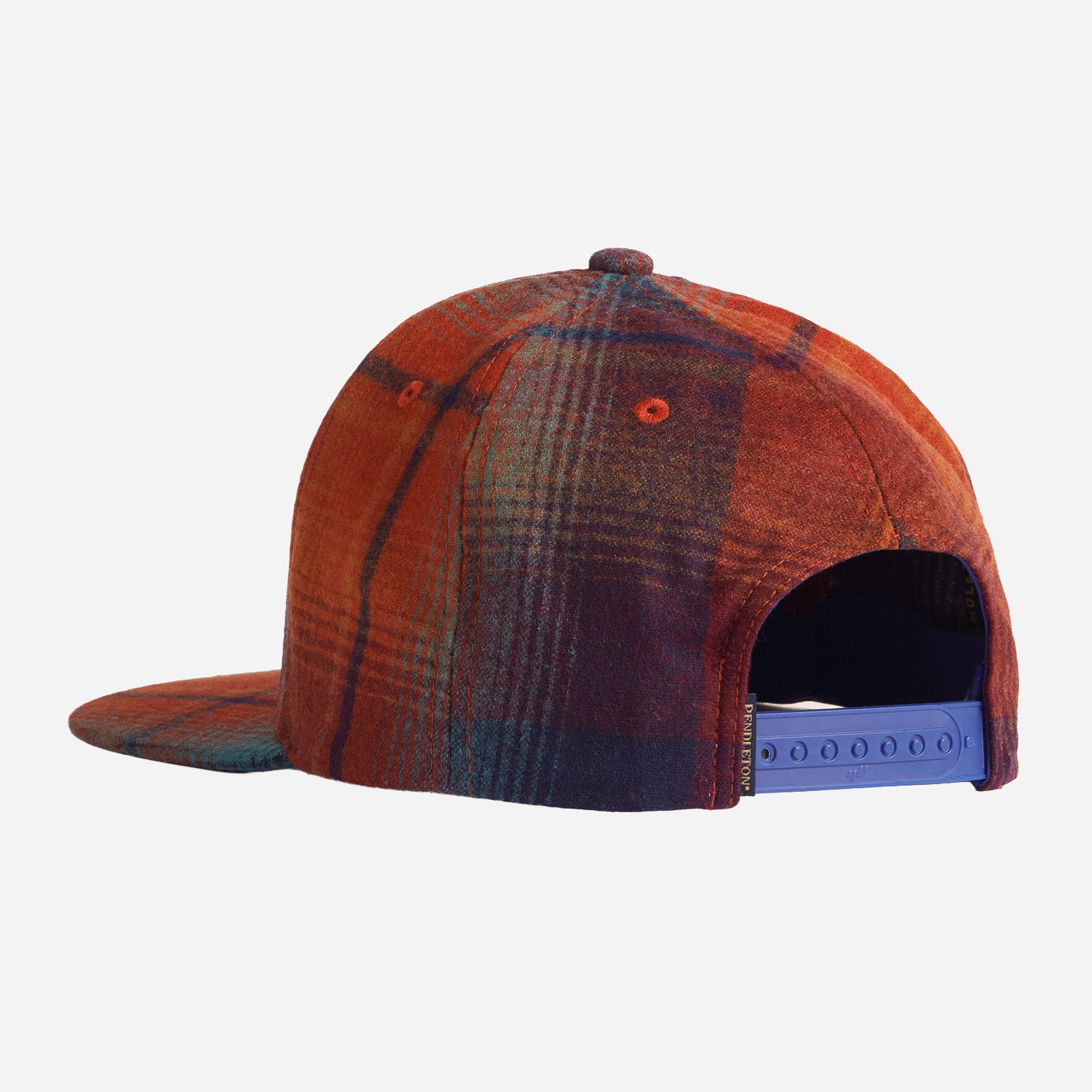 Plaid Flat Brim Hat - Maroon/Teal