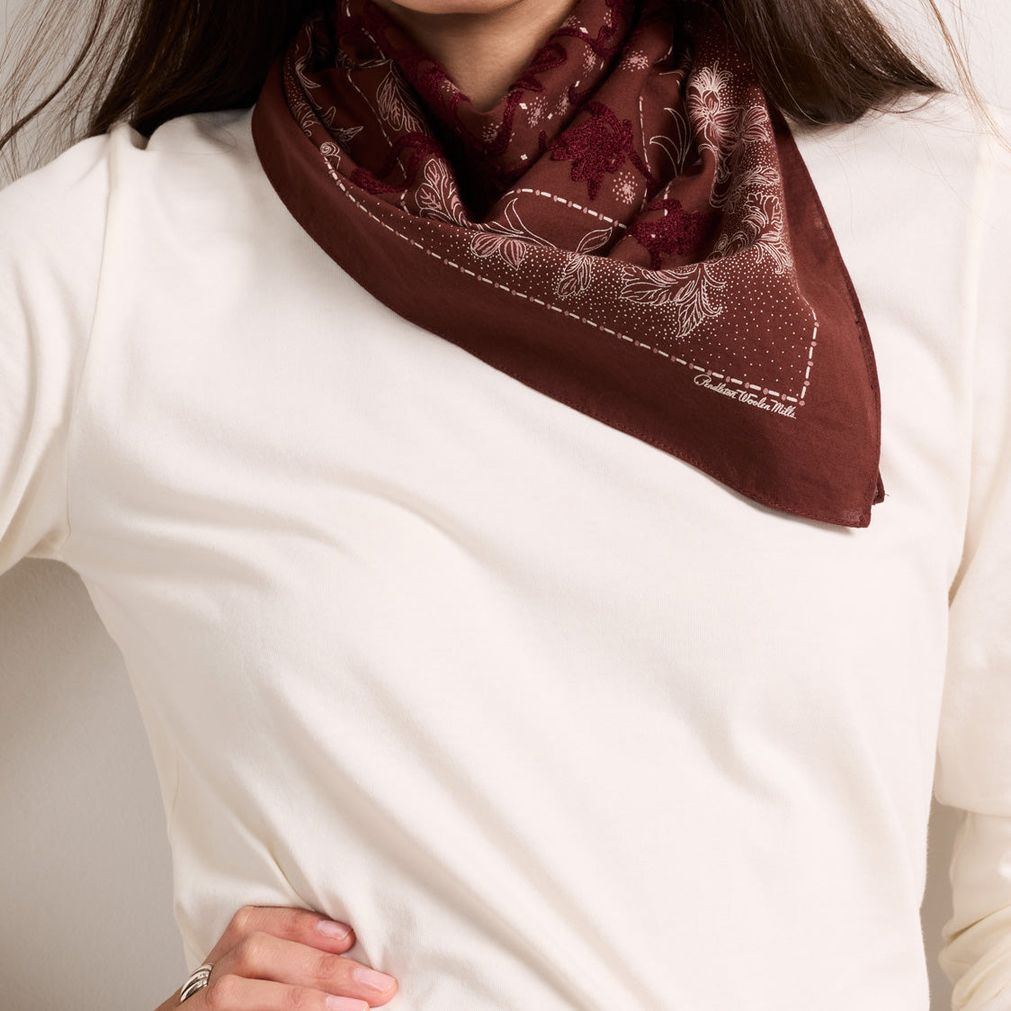 Embroidered Bandana - Raisin