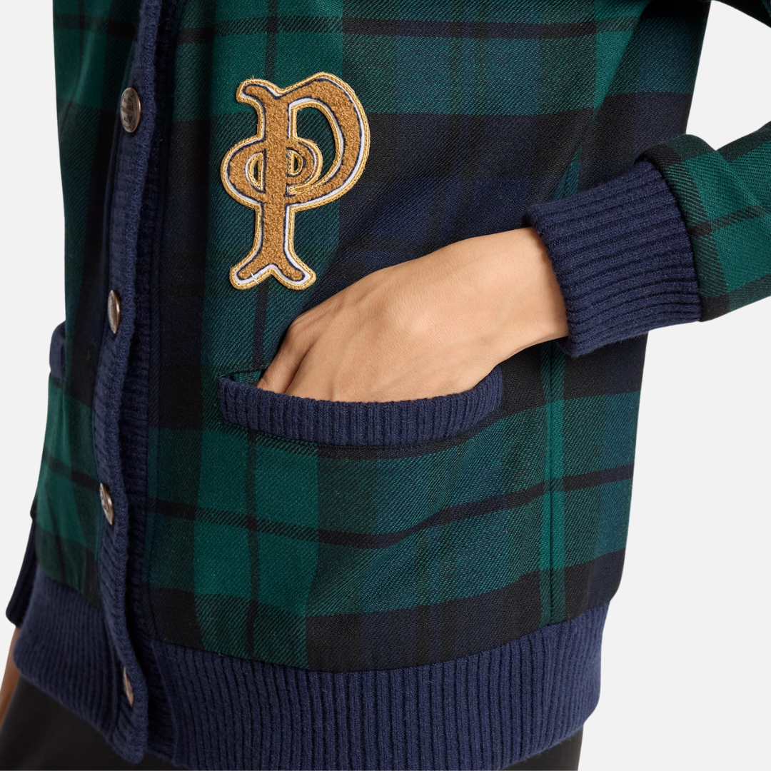 Womens Eagle River Cardigan - Black Watch Tartan