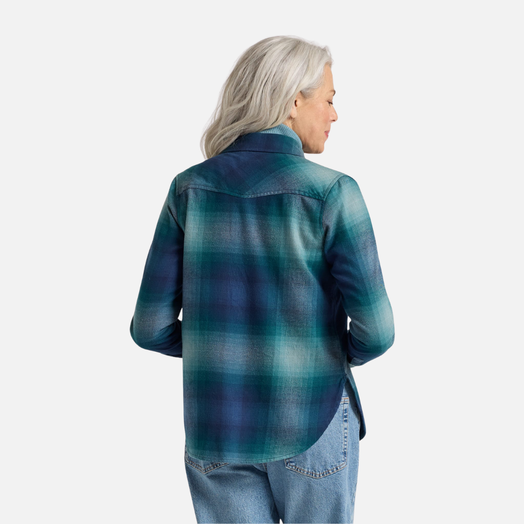 Womens Relaxed Flannel Shirt - Teal Ombre