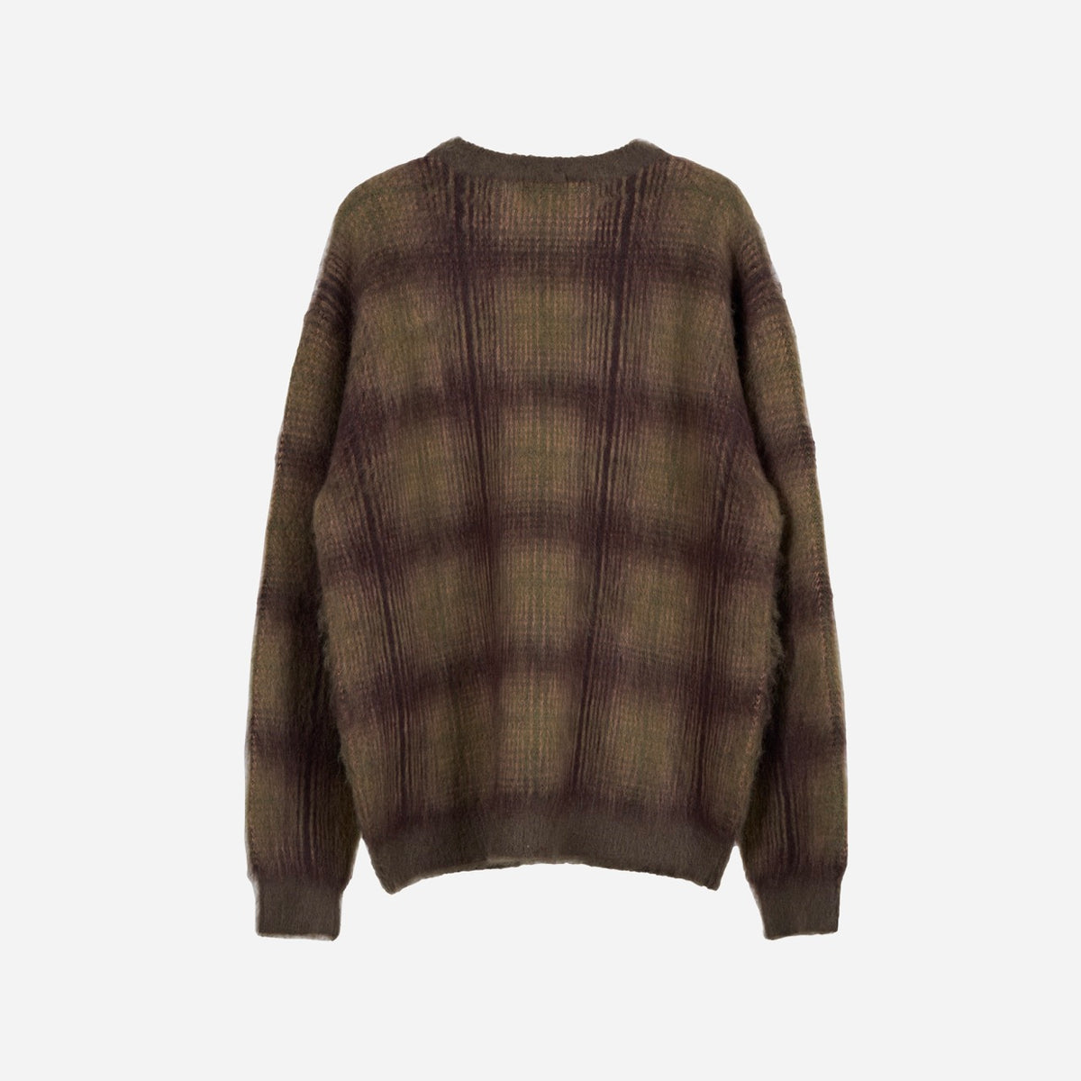 Made for Japan Mohair Plaid Crewneck - Khaki/Brown