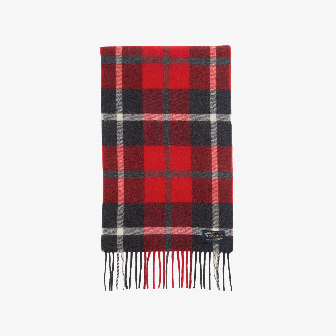 Whisperwool Muffler - Red/Charcoal Plaid